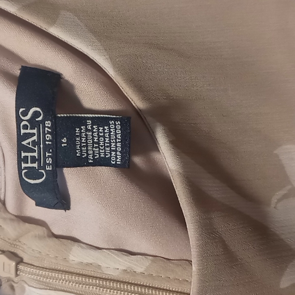 NWT Plus Size Chap's Chiffon Dress Size 16 in Khaki & White Floral - Picture 6 of 8